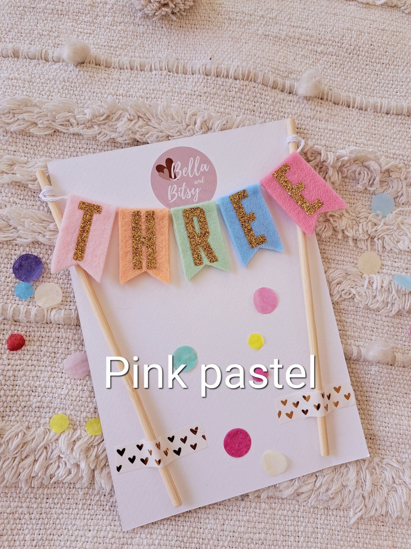 Pastel Bunting Cake Topper, Personalised