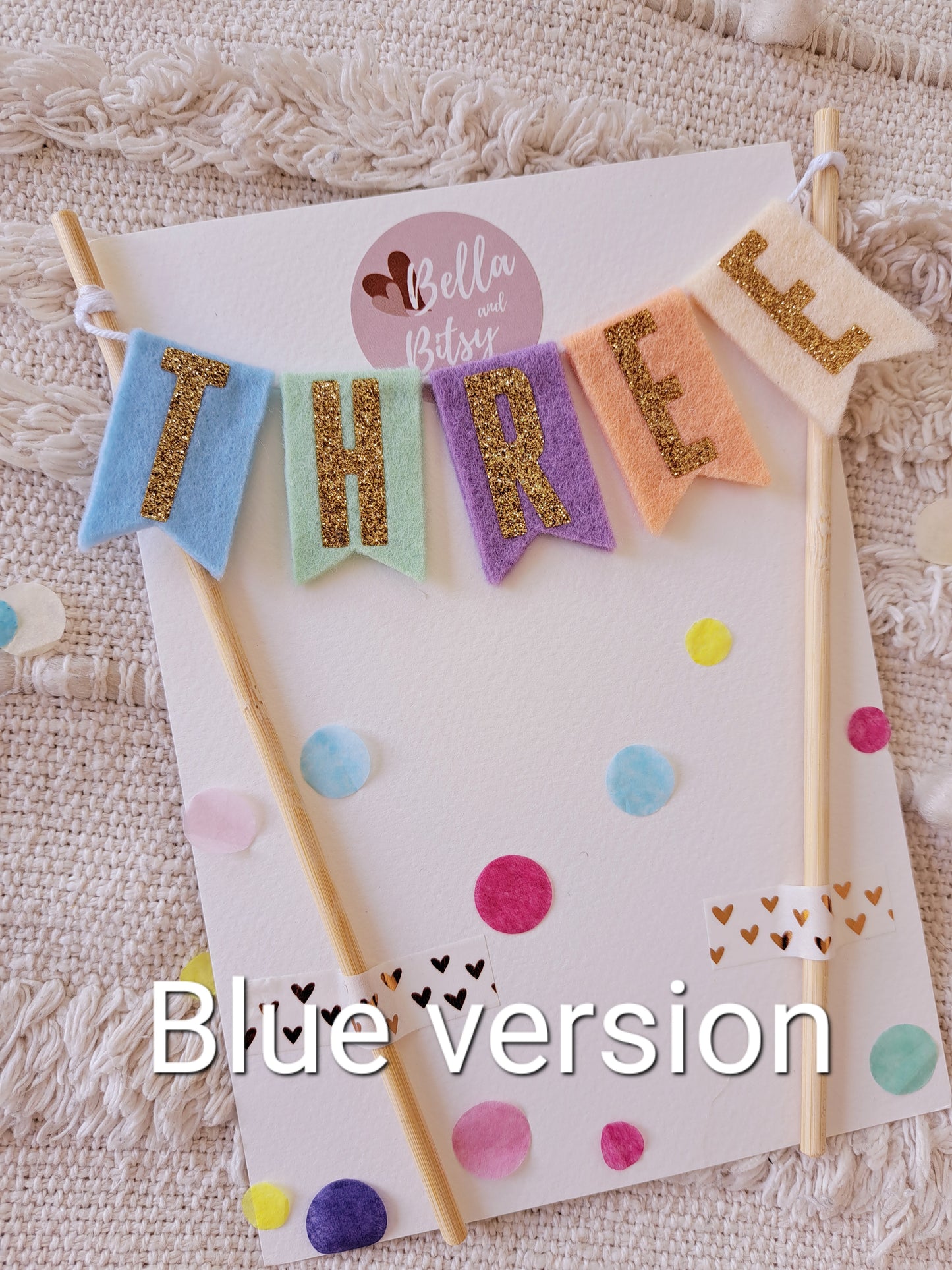 Pastel bunting numbered cake topper