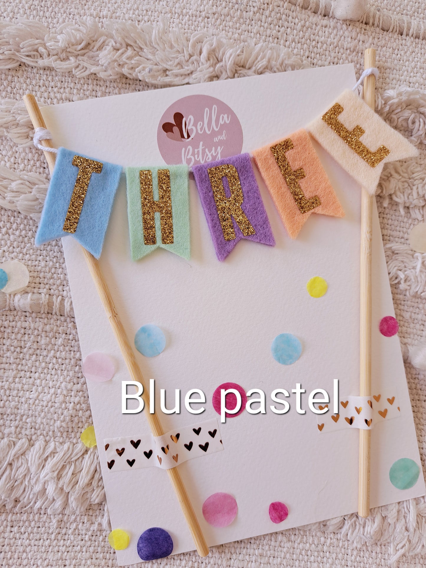 Pastel Bunting Cake Topper, Personalised