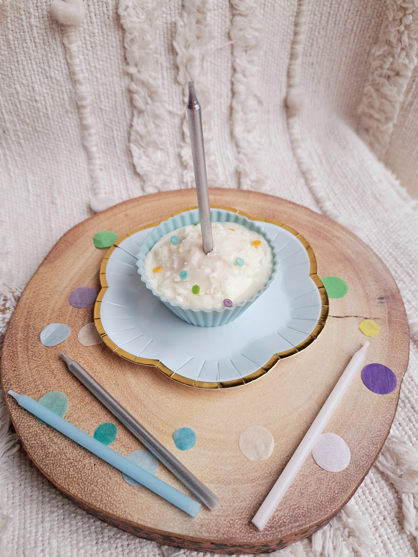 Long Blue and Silver Birthday Candles