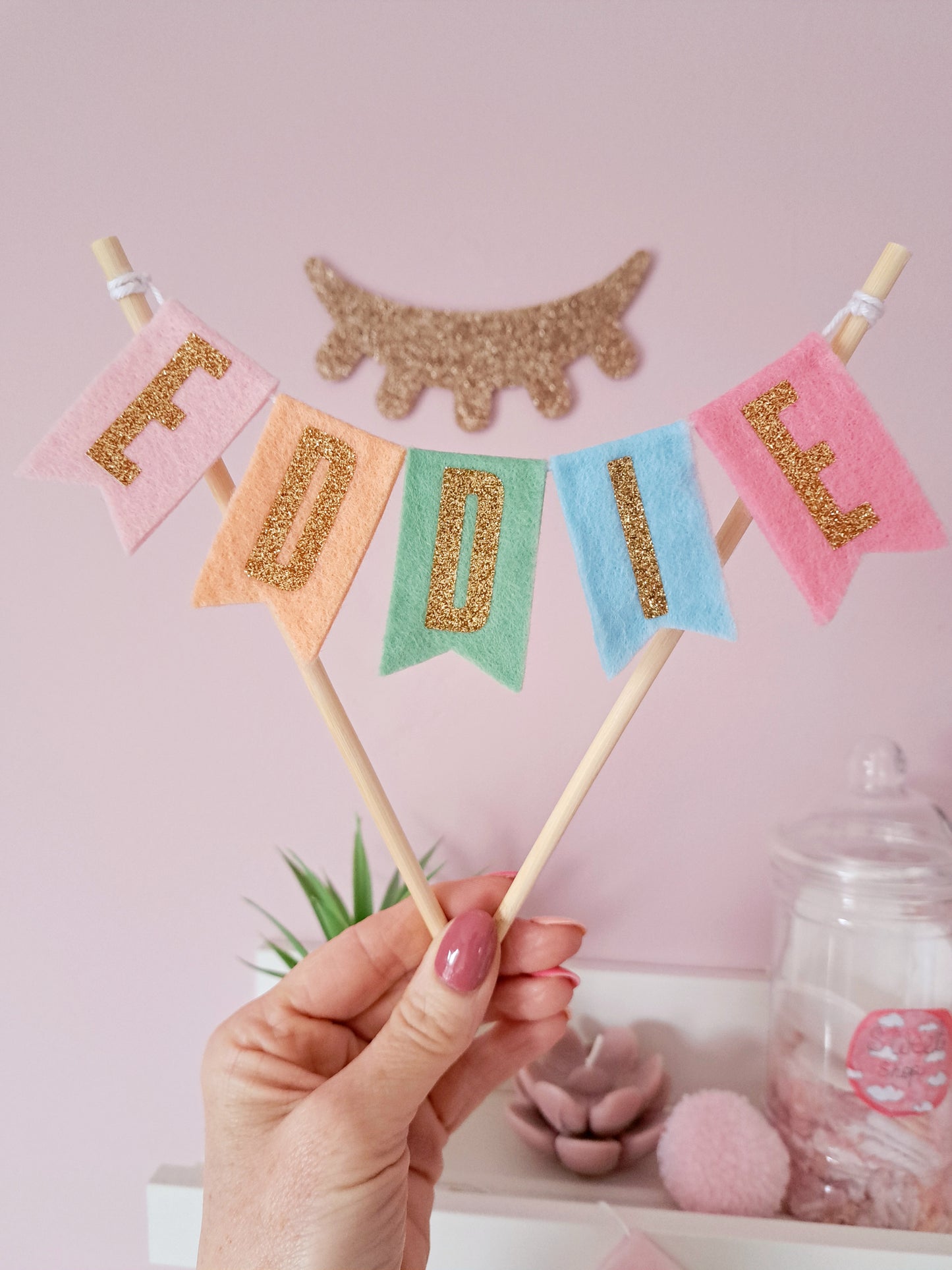 Pastel Bunting Cake Topper, Personalised