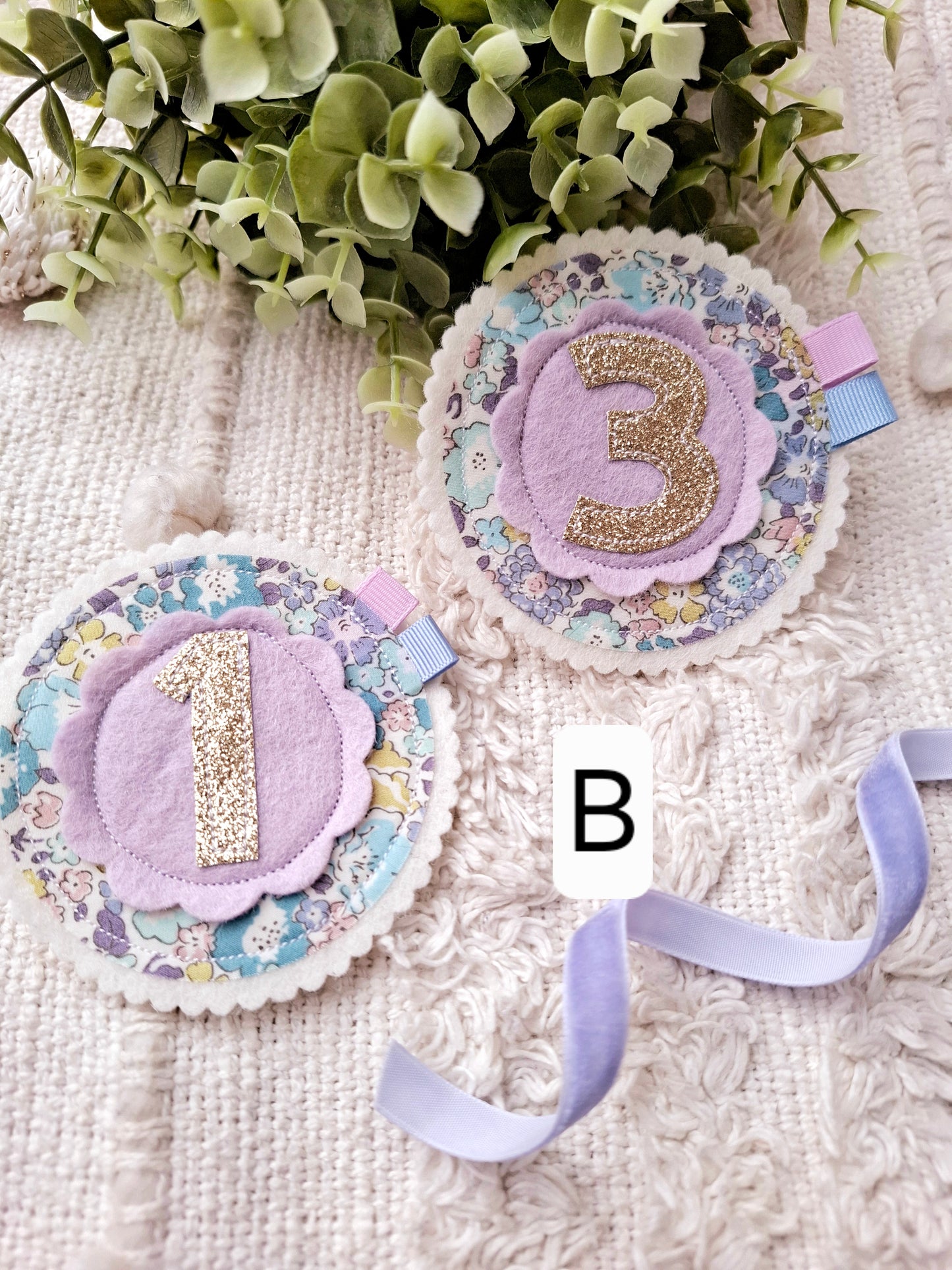 Liberty fabric birthday badge