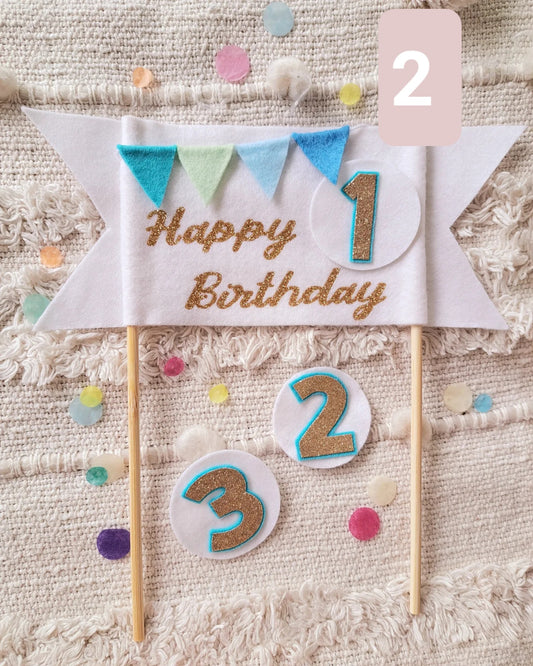 Reusable Cake topper with  number badges 1 - 9