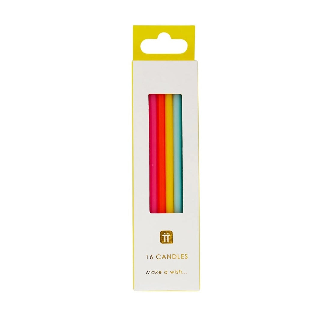 Long Rainbow Colour Birthday Candles