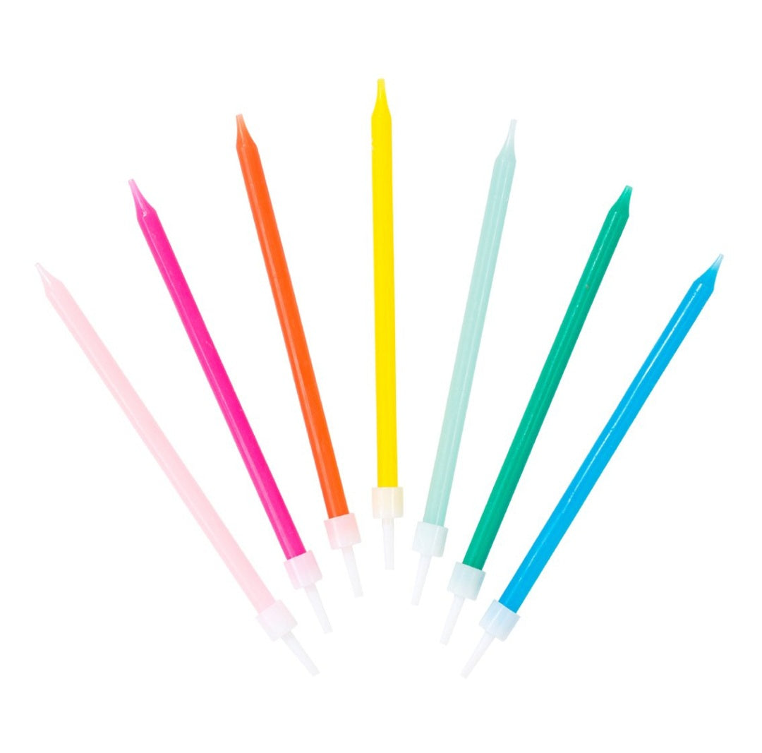 Long Rainbow Colour Birthday Candles