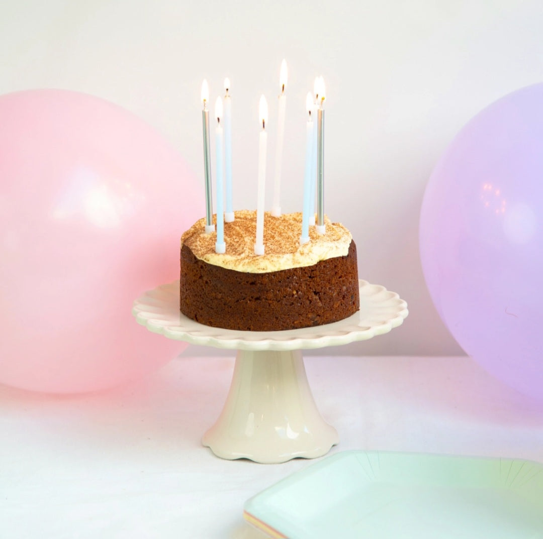 Long Blue and Silver Birthday Candles