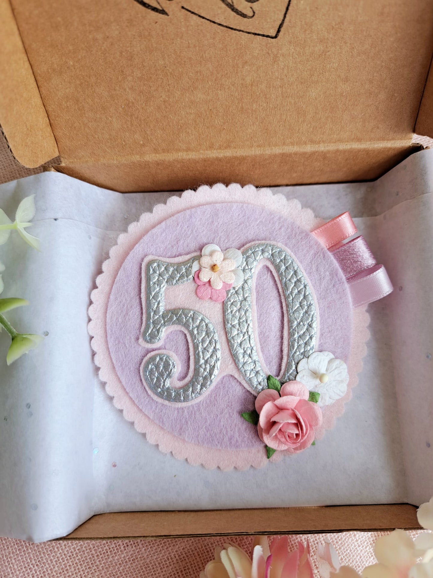 Lilac Birthday Badge, interchangeable numbers