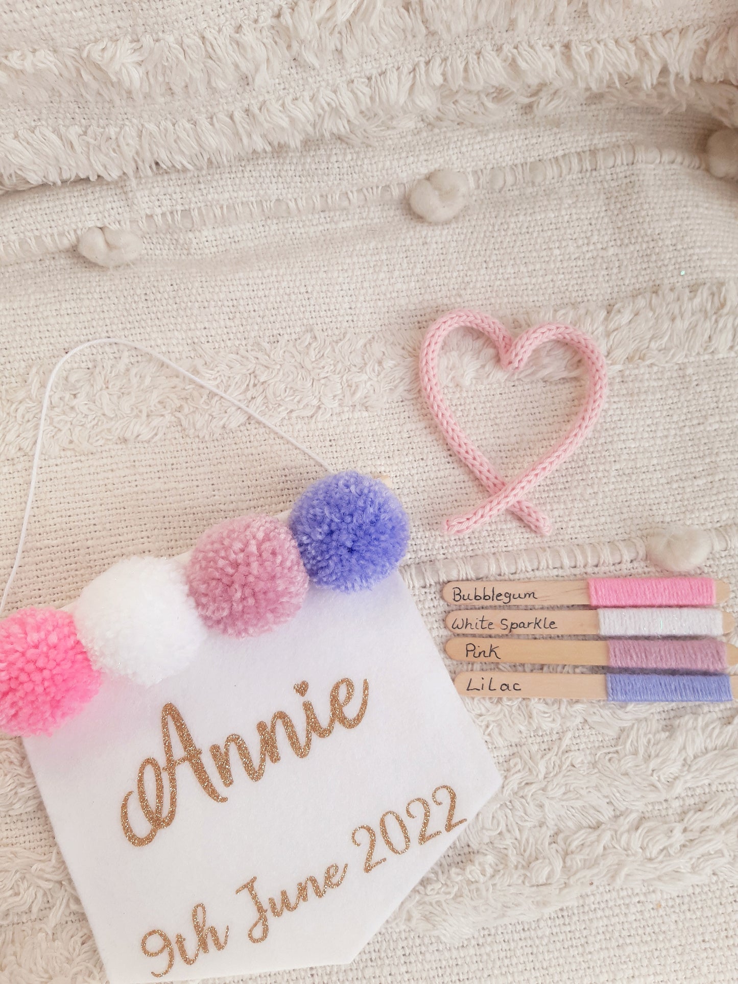 Custom Pompom Banner, 4 Pompoms